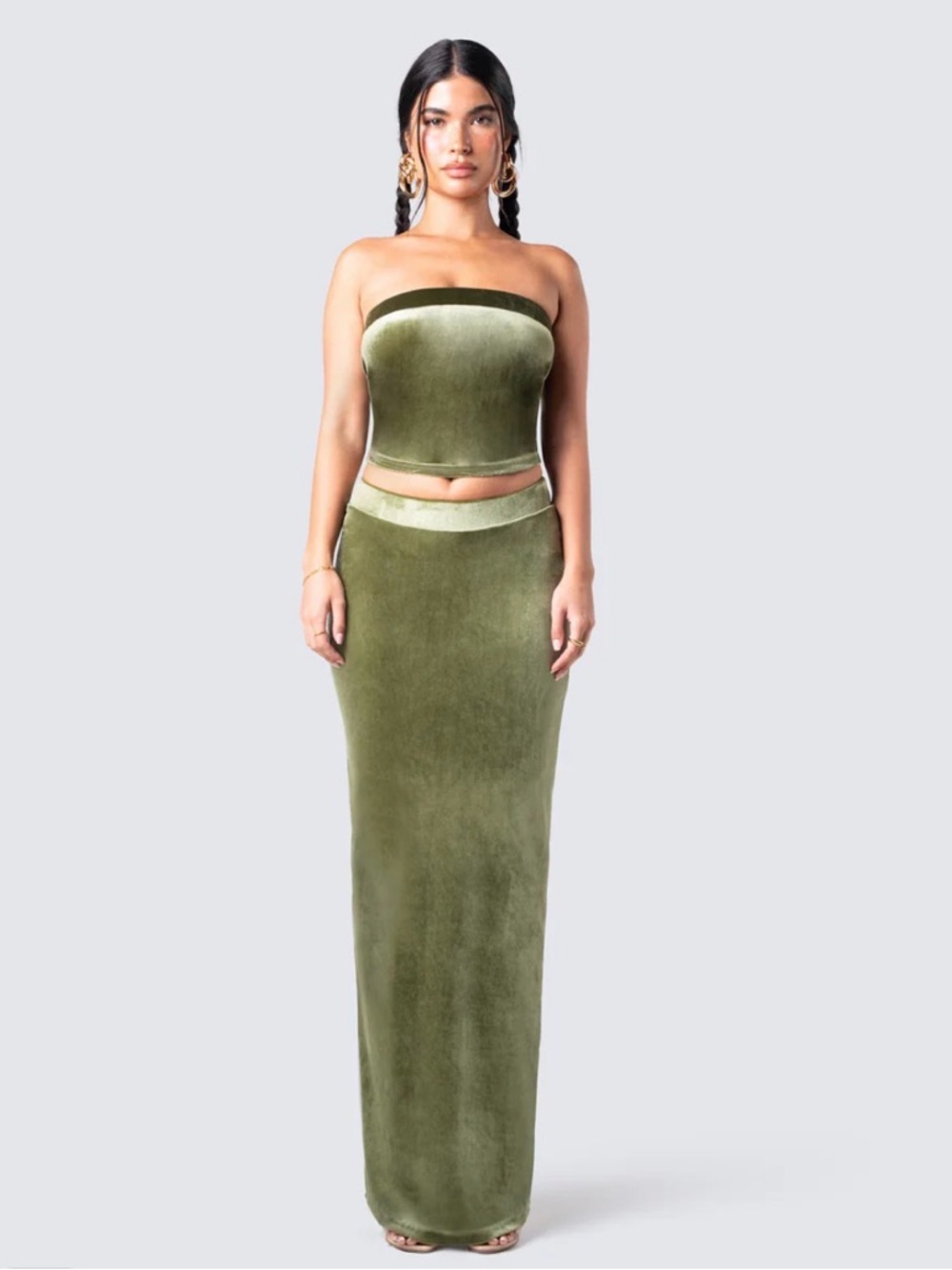 Green velvet two piece set size XS/S in great condition